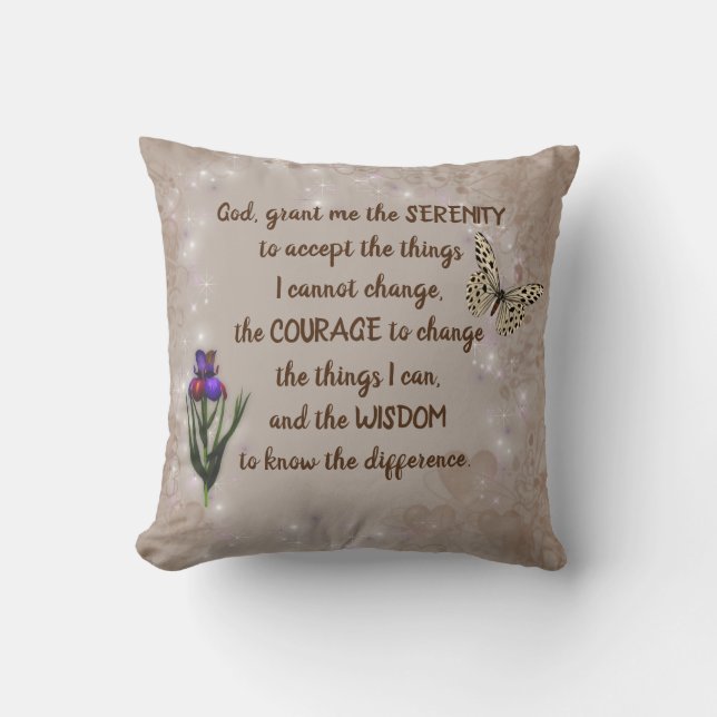 Serenity Prayer Flower Butterfly-inspiration Kudde (Framsida)