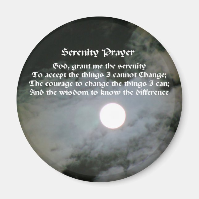 Serenity Prayer Full Moon Inspirational Magnet (Framsidan)