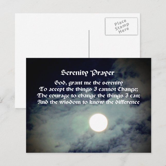 Serenity Prayer Full Moon Inspirational Vykort (Fram/baksida)
