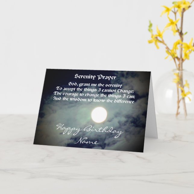 Serenity Prayer Full Moon Personlig Birthday Kort (Gul blomma)