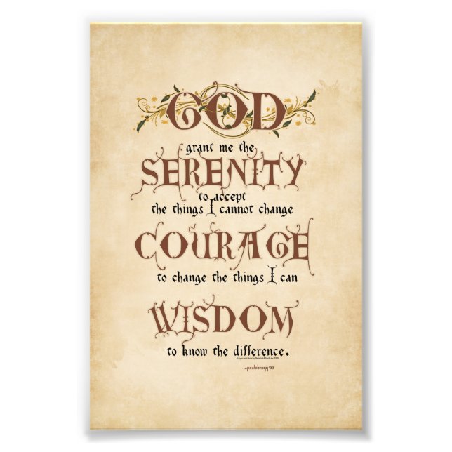 Serenity Prayer: Gamla engelska Antique, Recovery Fototryck (Framsidan)