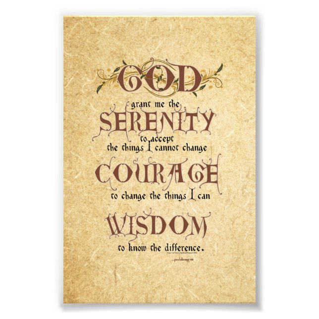 Serenity Prayer: Gamla engelska Antique, Strength/ Fototryck (Framsidan)