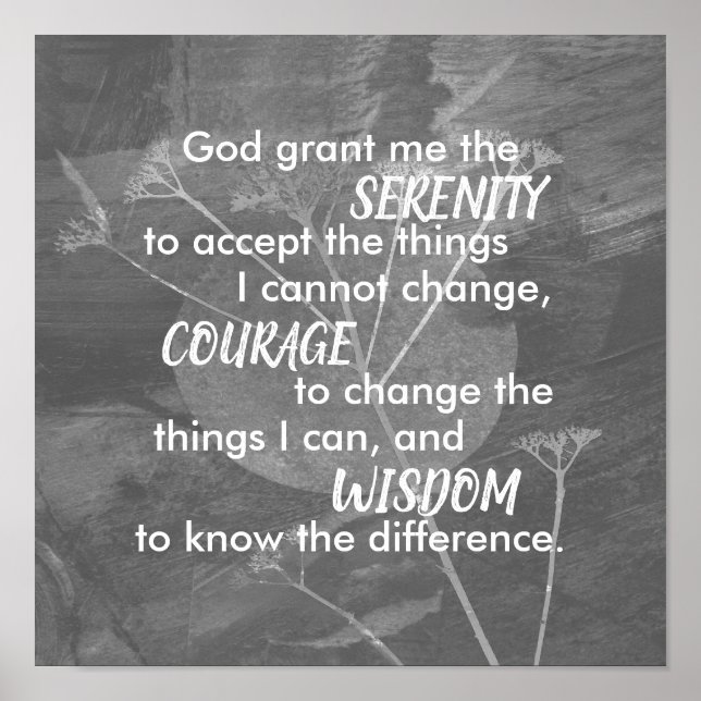Serenity prayer gray and white natlure art  poster (Framsidan)