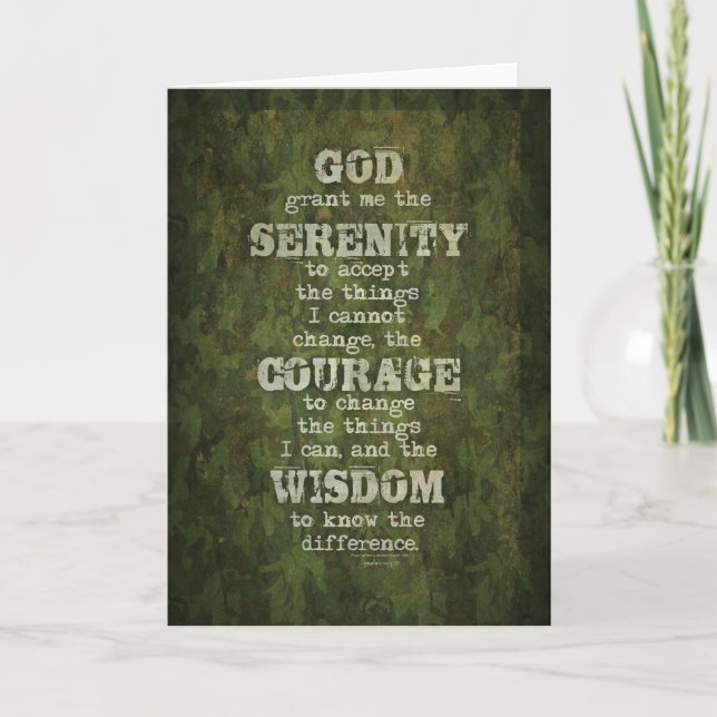 Serenity Prayer: Grunge, Camouflage, Recovery Kort (Framsida)