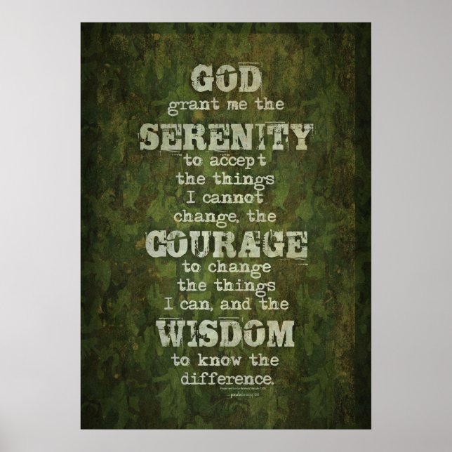 Serenity Prayer: Grunge, Camouflage, Recovery Poster (Framsidan)