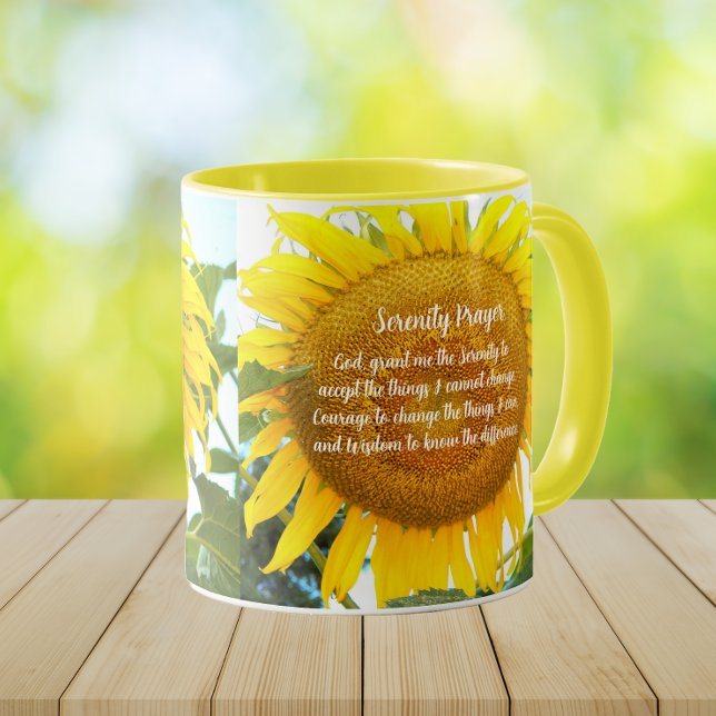 Serenity Prayer Gult Solros Blommigt Mugg (In Situ Table)