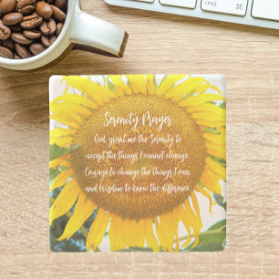 Serenity Prayer Gult Solros Blommigt Stenunderlägg