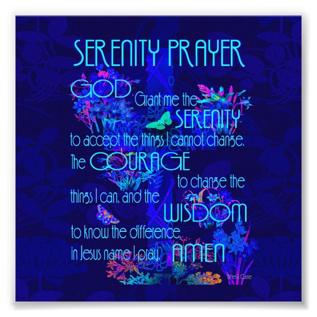 Serenity Prayer i Blue Fototryck (Framsidan)