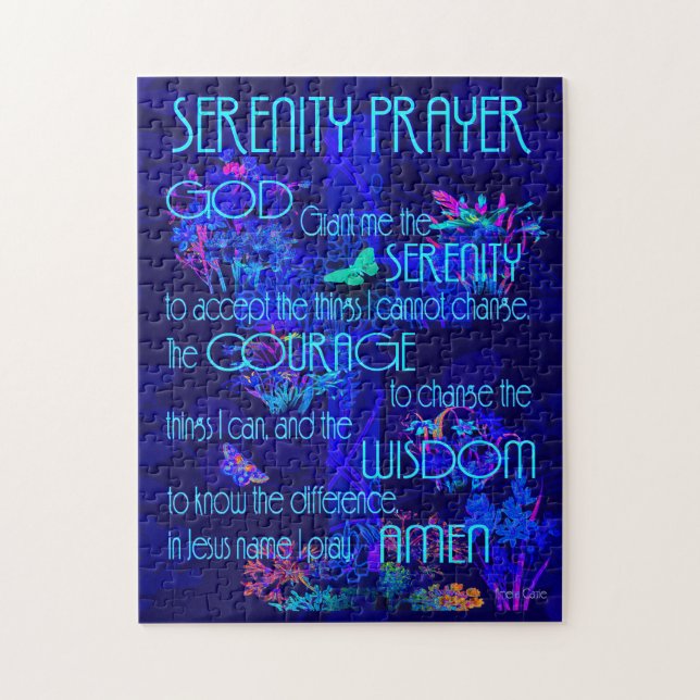 Serenity Prayer i Blue Jigszle Puzzle Pussel (Vertikal)