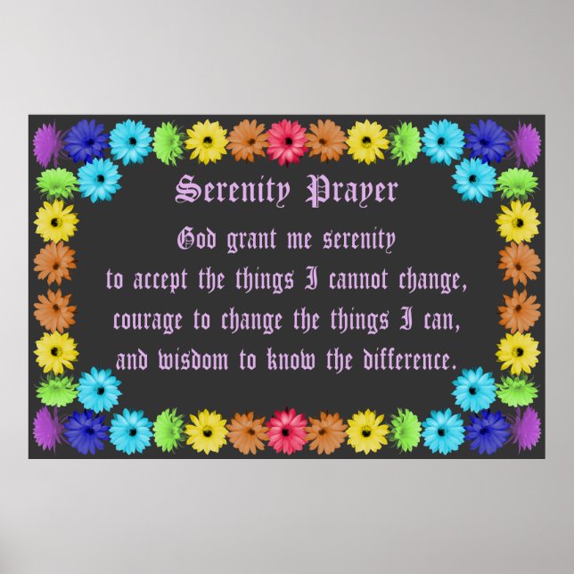 Serenity Prayer i en regnbåge Flowerl Gräns Poster (Framsidan)