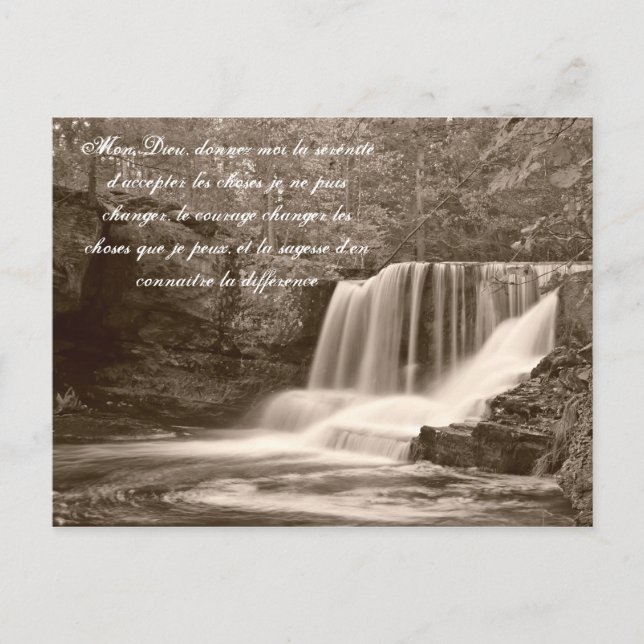 Serenity Prayer i Fransk Waterfall Postcard Vykort (Framsida)