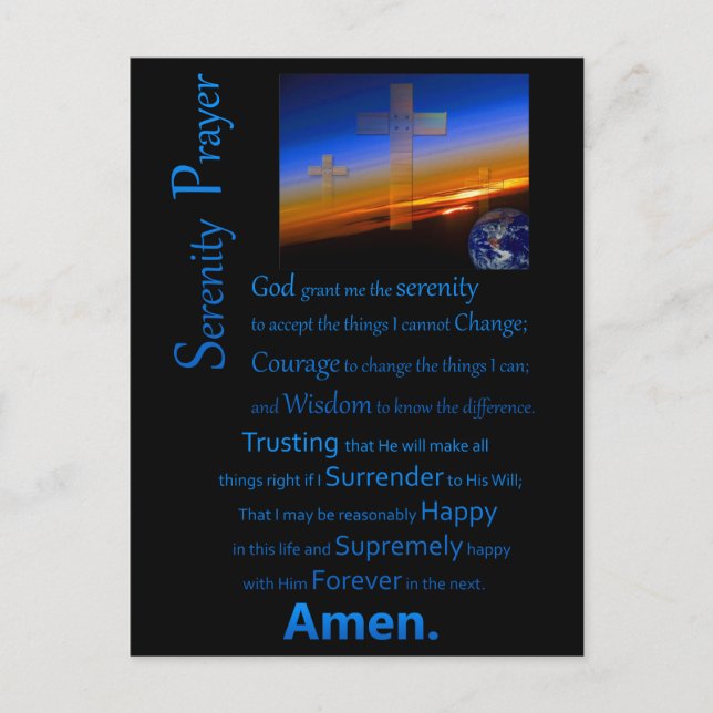 Serenity Prayer i Space Blue Vykort (Framsida)