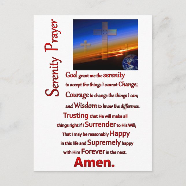 Serenity Prayer i Space Red Vykort (Framsida)
