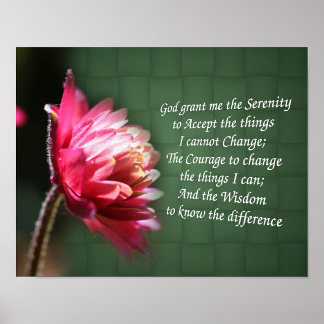 Serenity Prayer, inspirationslös blomma Poster (Framsidan)