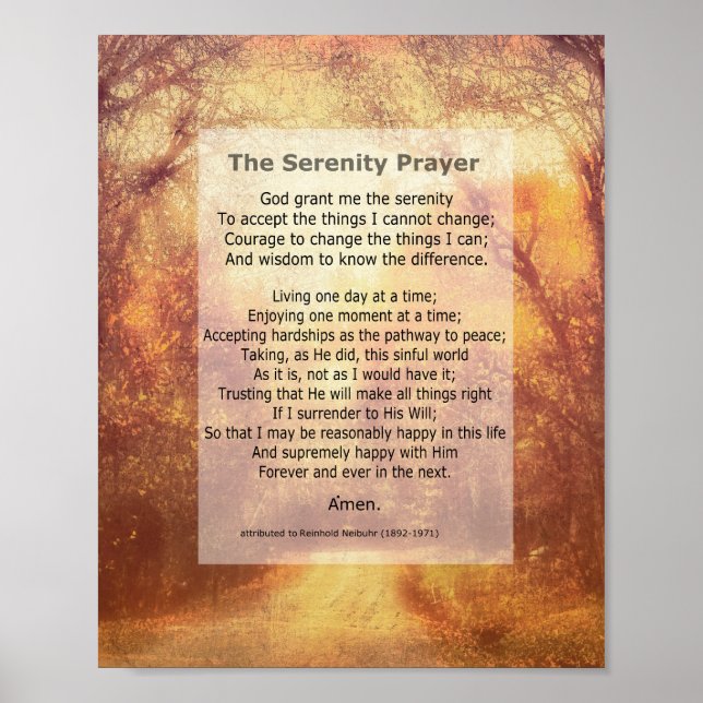Serenity Prayer inspirationstext om naturkonst Poster (Framsidan)