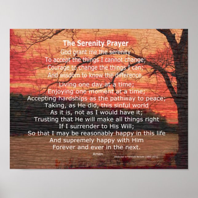 Serenity Prayer inspirationstext om naturkonst Poster (Framsidan)