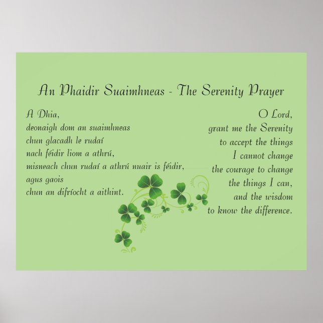 Serenity Prayer Irish English Poster (Framsidan)