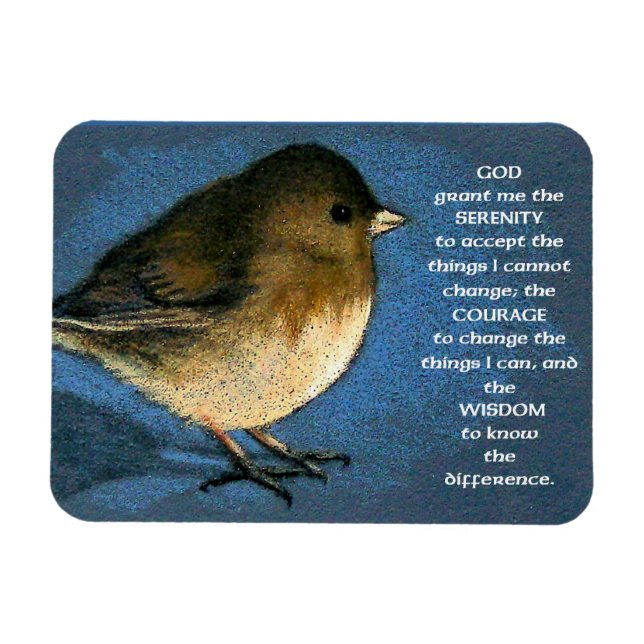 Serenity Prayer: Junco. Färg Pencil Art Magnet (Horisontell)