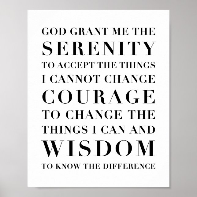 Serenity Prayer kapitaliserad Poster (Framsidan)