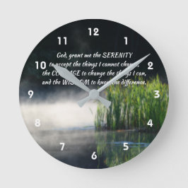 Serenity Prayer-kattar i Mist inspirationslära Rund Klocka