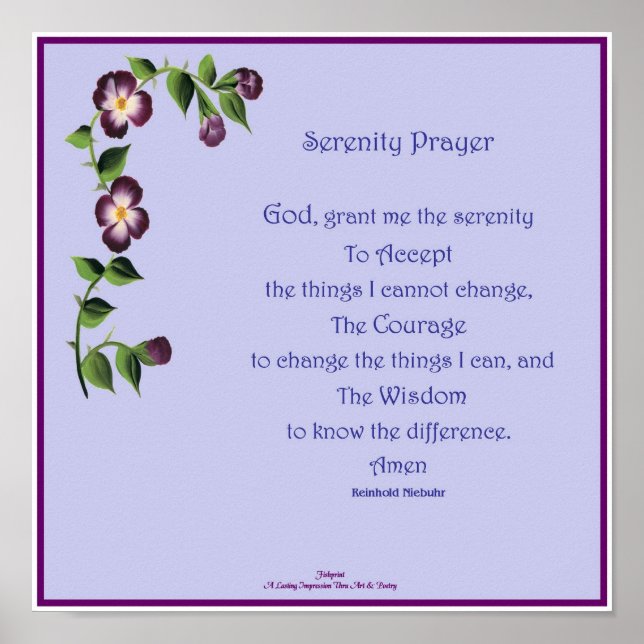 Serenity Prayer Kort Poster (Framsidan)
