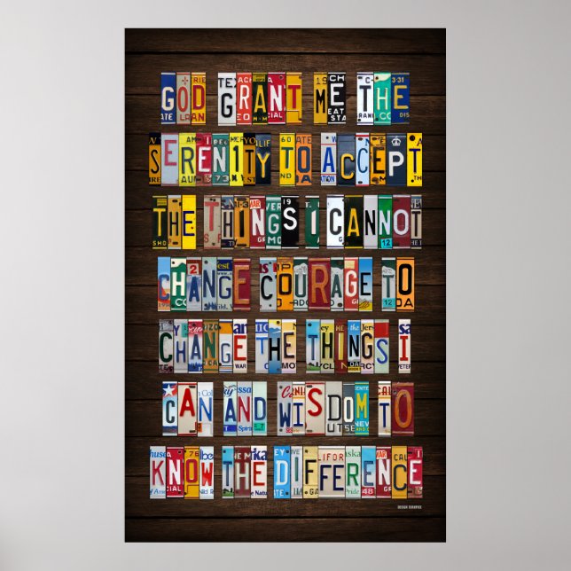 Serenity Prayer License Plate Art Poster (Framsidan)