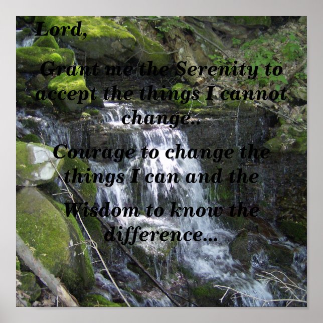Serenity Prayer (litet vattenfall) Poster (Framsidan)