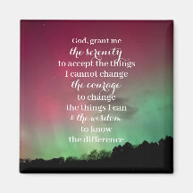 Serenity Prayer Magnet med Aurora Bakgrund