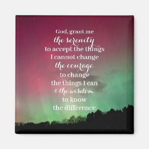 Serenity Prayer Magnet med Aurora Bakgrund