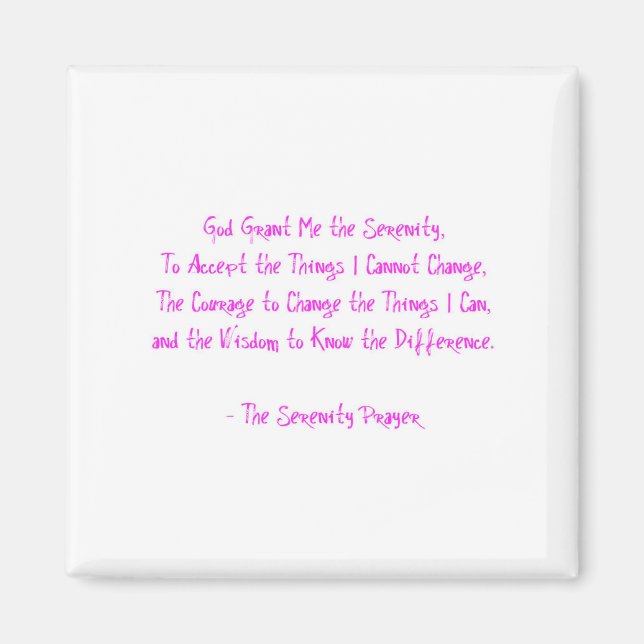 Serenity Prayer Magnet ROSA Recovery Hope Kärlek (Framsidan)