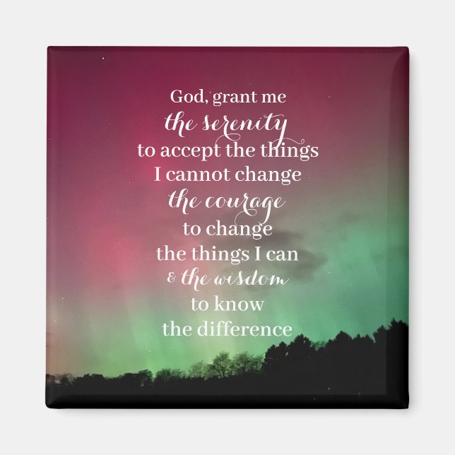 Serenity Prayer Magnet with Aurora Background (Framsidan)