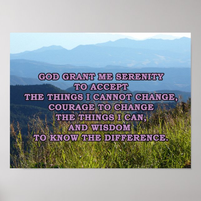 Serenity Prayer med berg Poster (Framsidan)