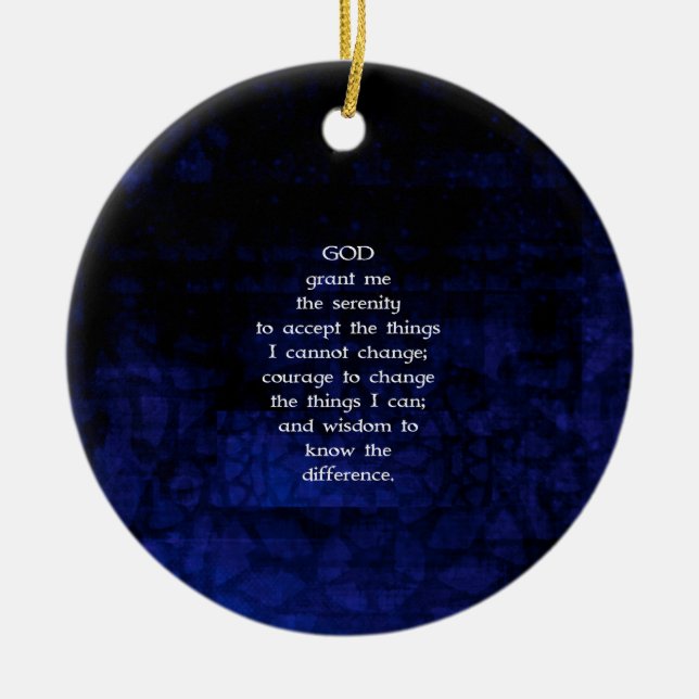 Serenity Prayer med blå bakgrund Julgransprydnad Keramik (Framsidan)