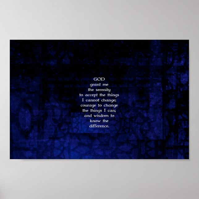 Serenity Prayer med blå bakgrund Poster (Framsidan)