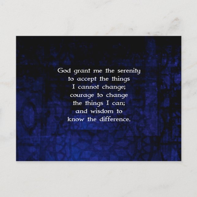 Serenity Prayer med blå bakgrund Vykort (Framsida)