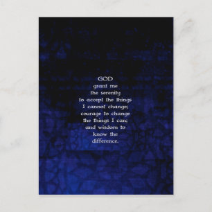 Serenity Prayer med blå bakgrund Vykort