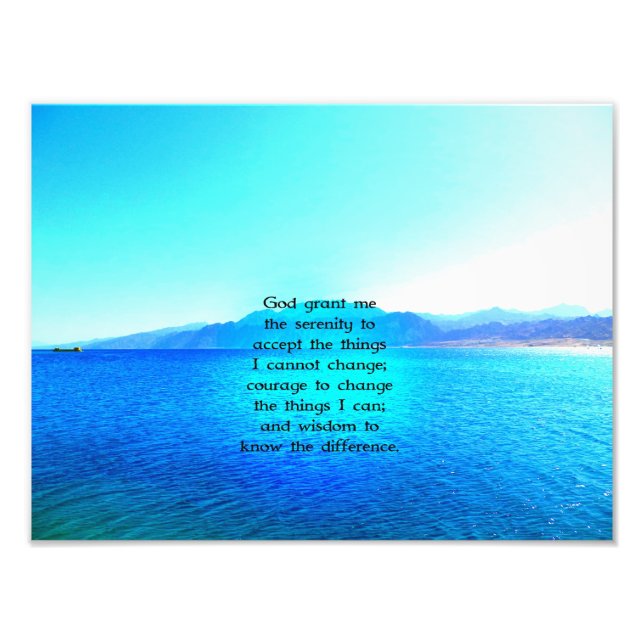 Serenity Prayer med blått hav och Fantastisk Fototryck (Framsidan)