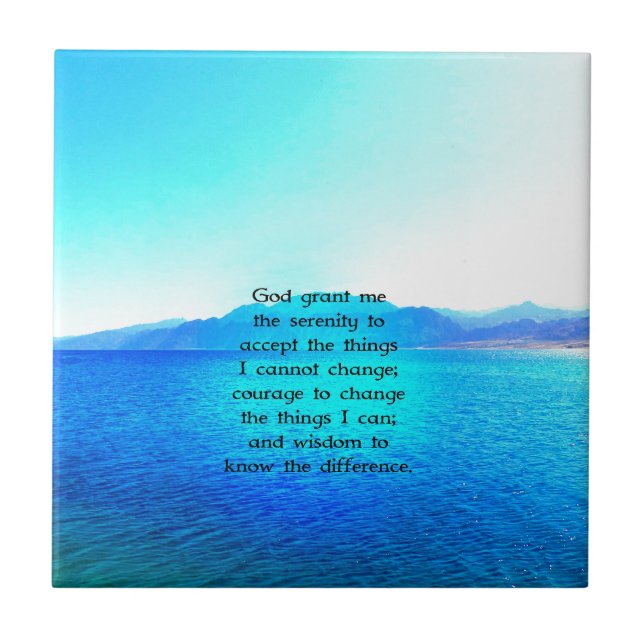 Serenity Prayer med blått hav och Fantastisk Kakelplatta (Framsidan)
