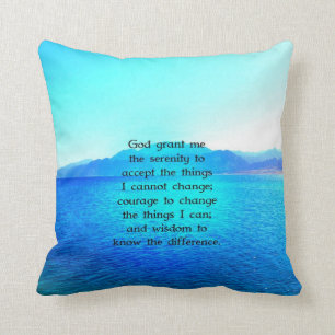 Serenity Prayer med blått hav och Fantastisk Kudde