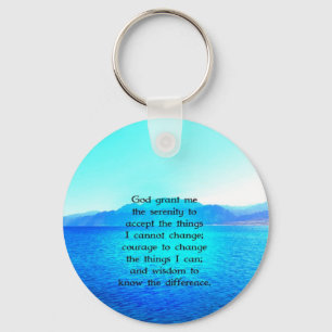 Serenity Prayer med blått hav och Fantastisk Nyckelring