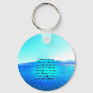 Serenity Prayer med blått hav och Fantastisk Nyckelring