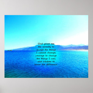 Serenity Prayer med blått hav och Fantastisk Poster
