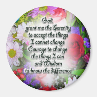 Serenity Prayer med blommor Magnet