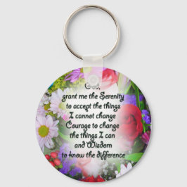 Serenity Prayer med blommor Nyckelring