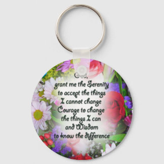 Serenity Prayer med blommor Nyckelring