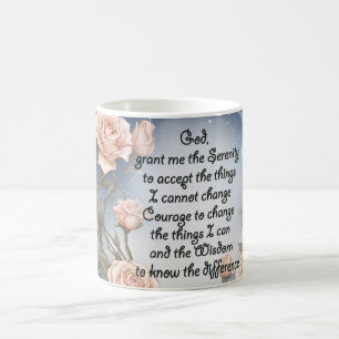 Serenity Prayer med blommor och Ram Kaffemugg