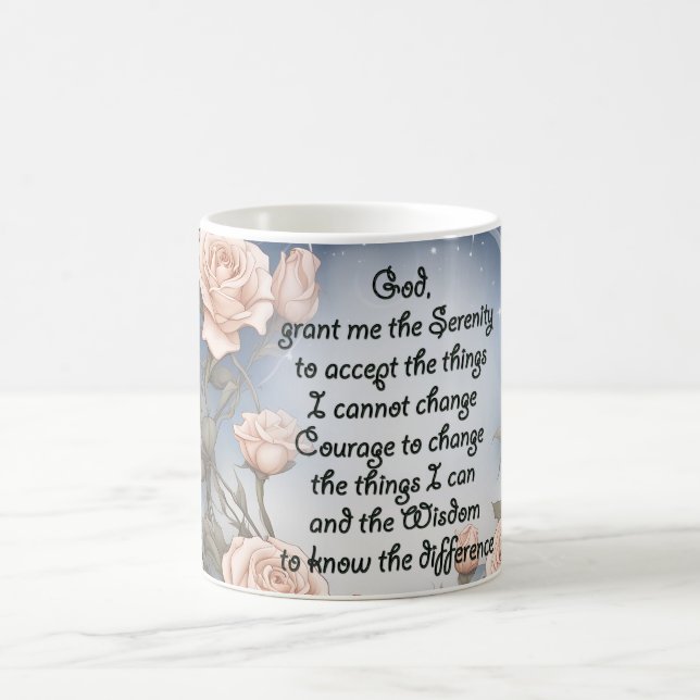Serenity Prayer med blommor och Ram Kaffemugg (Center)