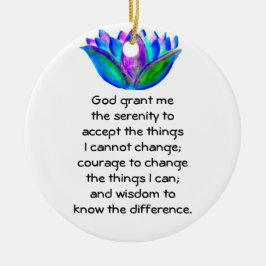 Serenity Prayer med färgfull Lotus Blommar Julgransprydnad Keramik