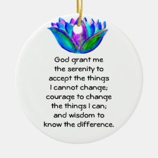 Serenity Prayer med färgfull Lotus Blommar Julgransprydnad Keramik