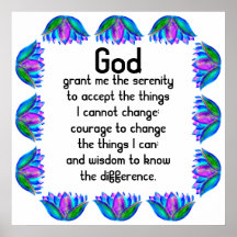 Serenity Prayer med färgfull Lotus Blommar